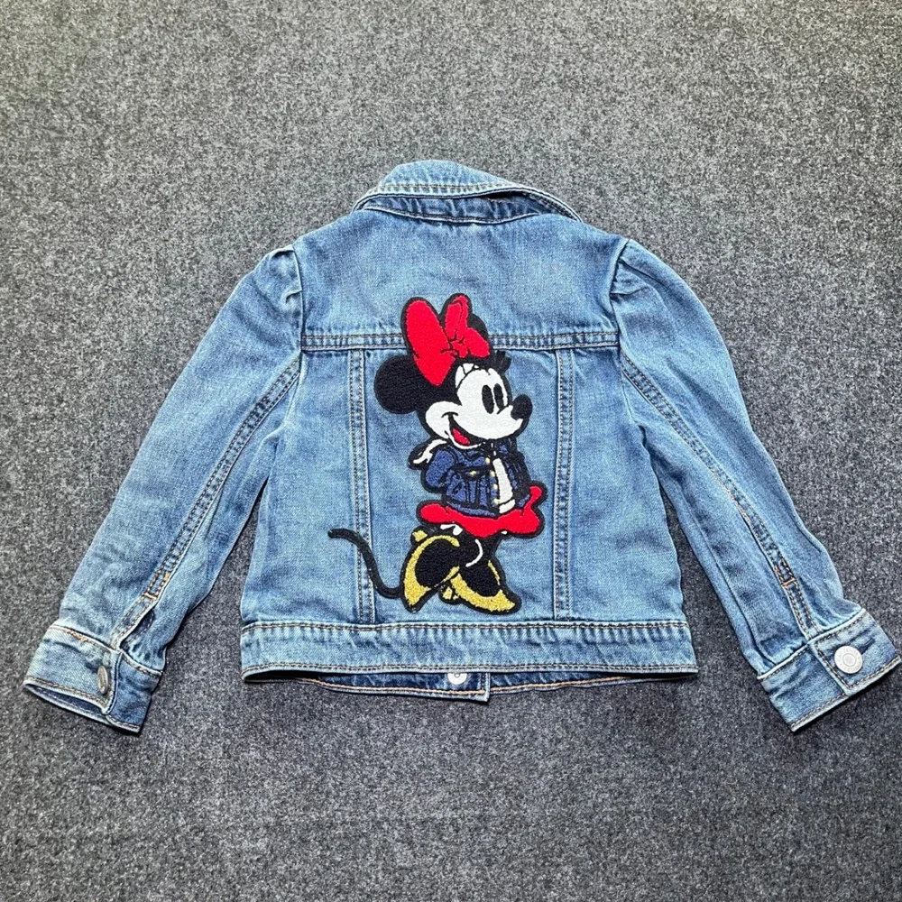 Baby Gap Denim Jacket Toddler 3T Blue Excellent Minnie Mouse Disney‎ Patch Snap
